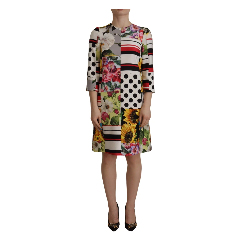 Dolce & Gabbana Women's Multicolor Patchwork Charmeuse Dress - Midi Dresses - 2XS - Dresses