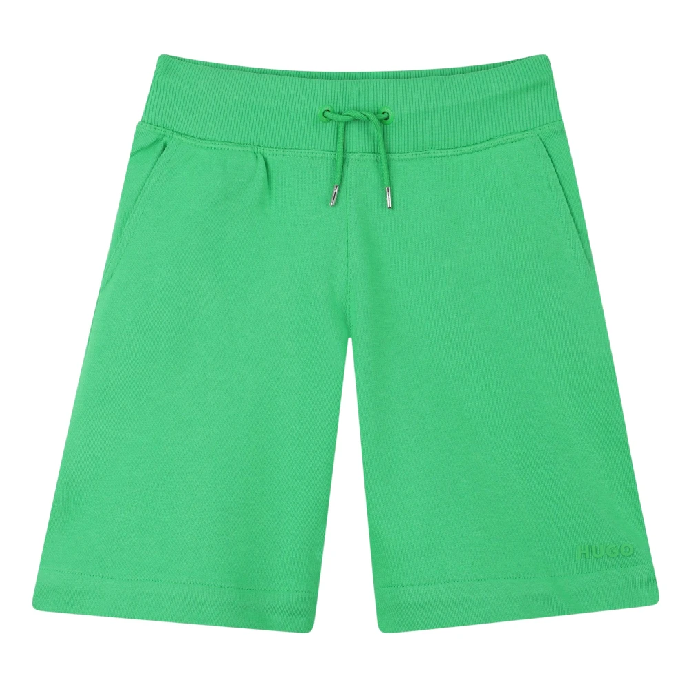 Hugo Boys Green Shorts, 14 Y, Logo Print Bermuda Shorts