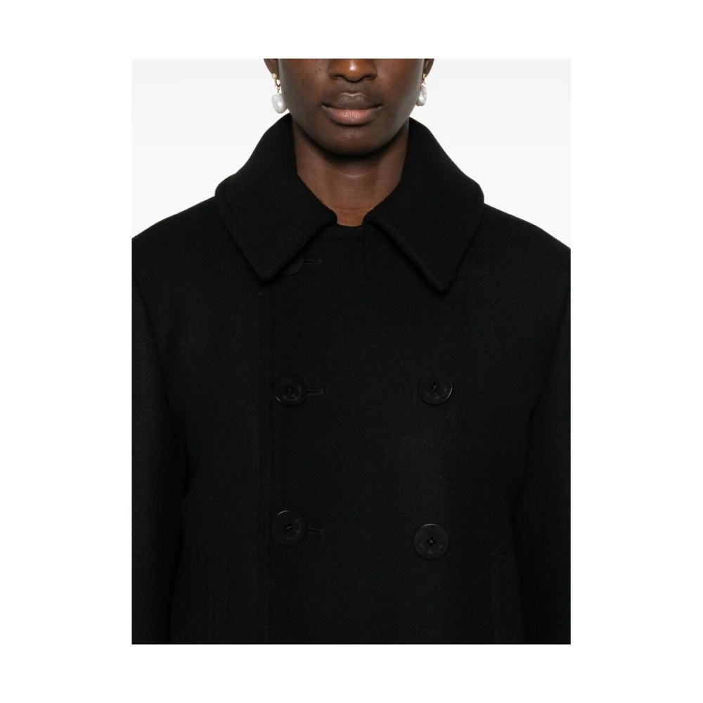 Sealup Zwarte Wollen Double-Breasted Jas Black Dames