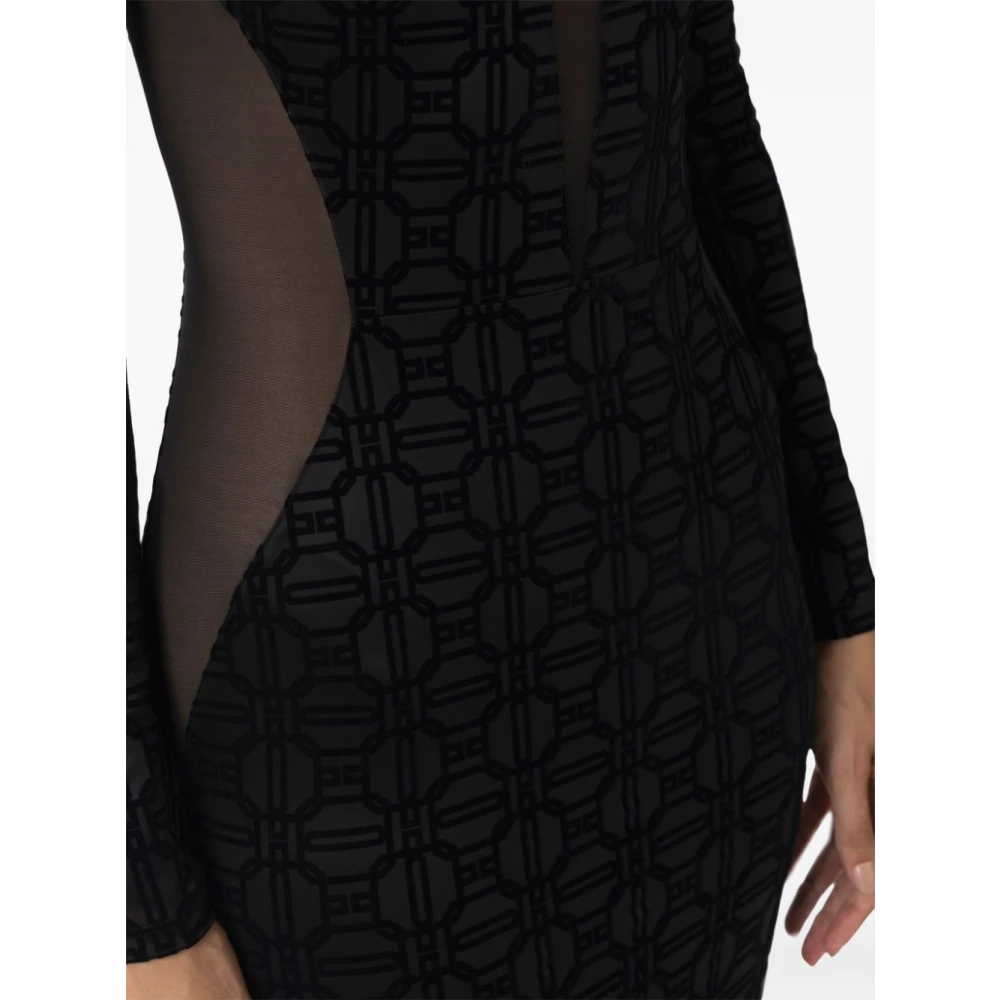 Elisabetta Franchi Zwarte Jurk Aw24 Damesmode Black Dames