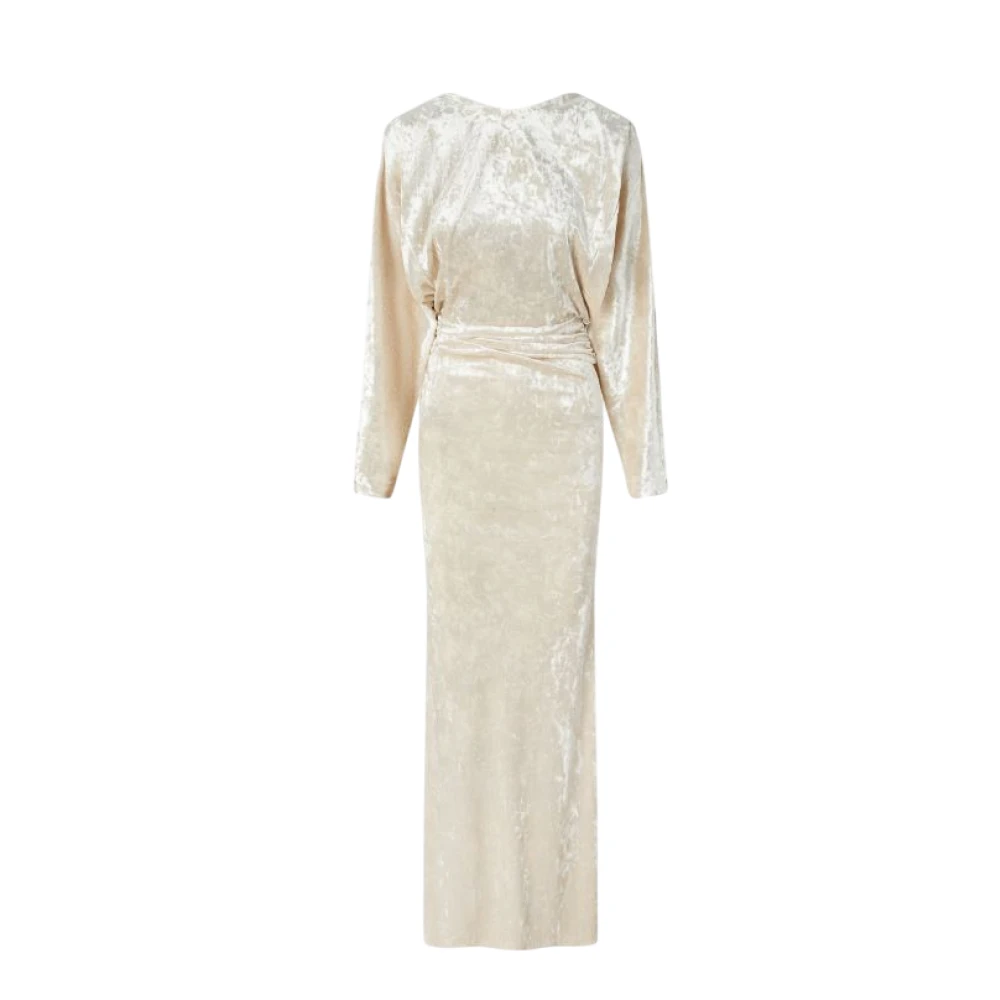 Pinko Fluwelen Lange Jurk met Gedrapeerd Achterkant White Dames