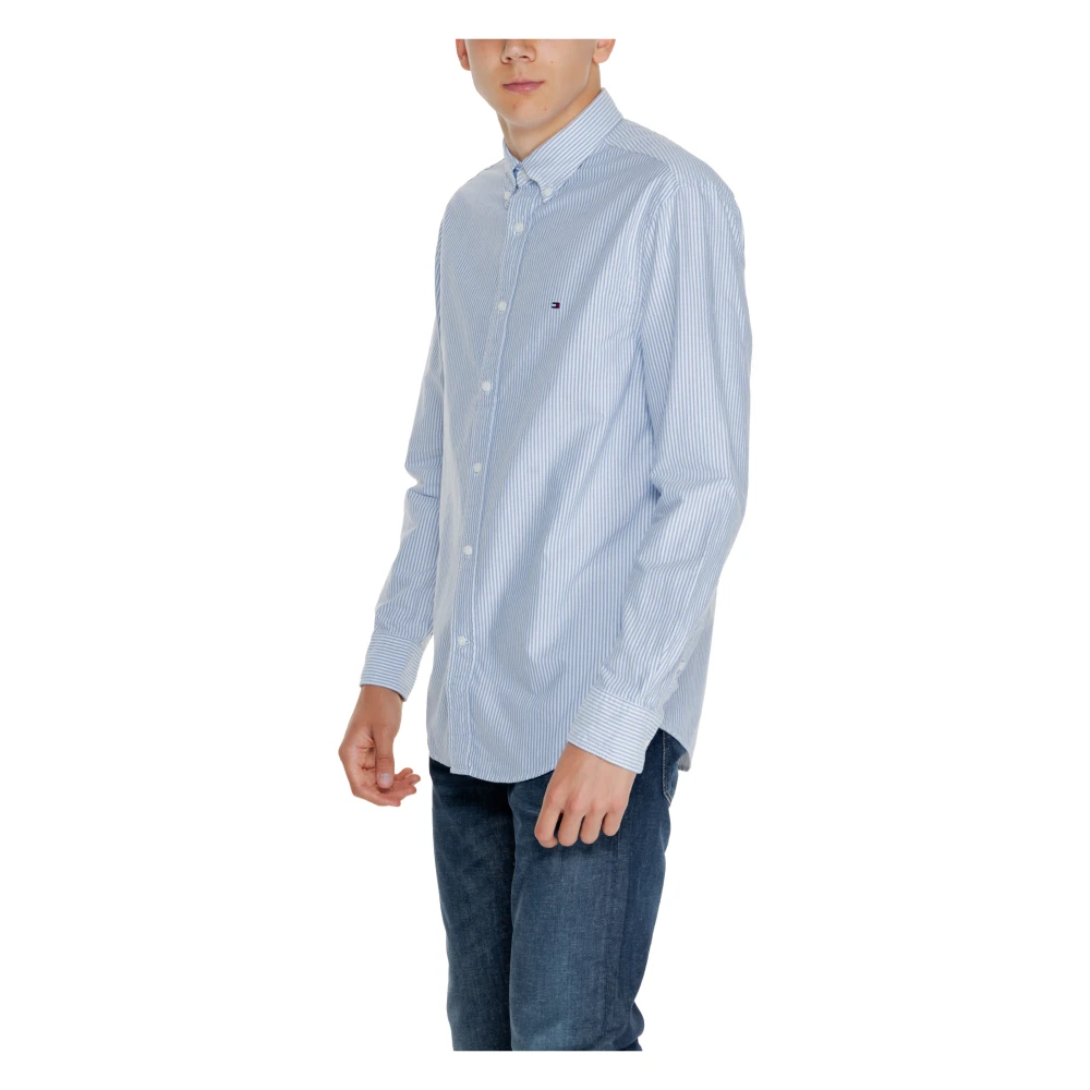 Tommy Hilfiger Blauw Gestreept Knoop-Front Overhemd Blue Heren