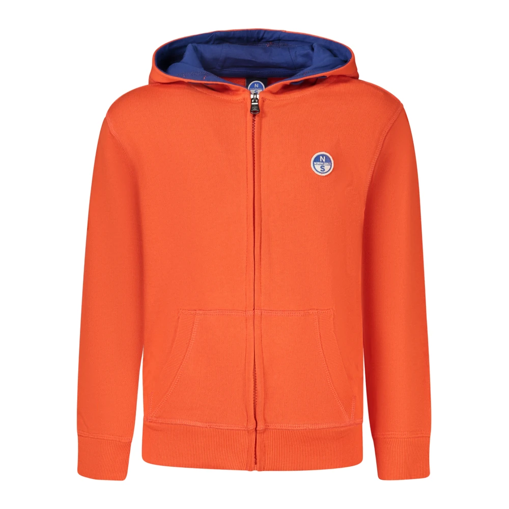 North Sails , Kids Sweatshirts, Unisex, Orange, 14 Y, Long-Sleeved Zip-Up Hoodie