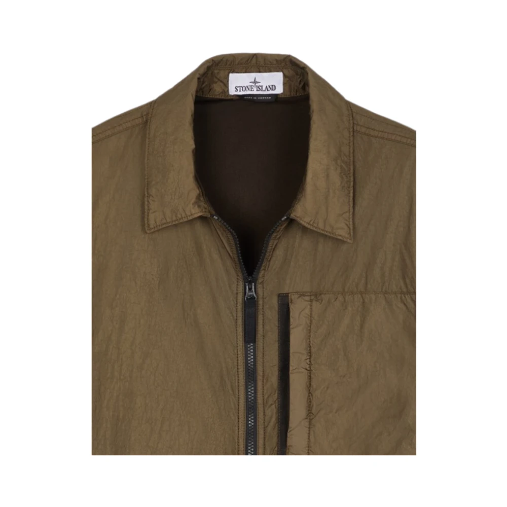 Stone Island Gerecyclede Nylon Rits Shirt Jas Green Heren