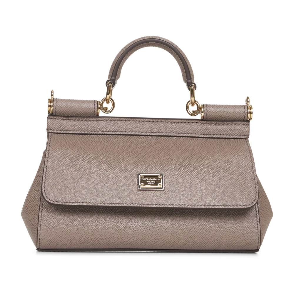 Dolce & Gabbana Donna Grigio - Borsa A Tracolla In Pelle Con Stampa Leo - Bags - One Size