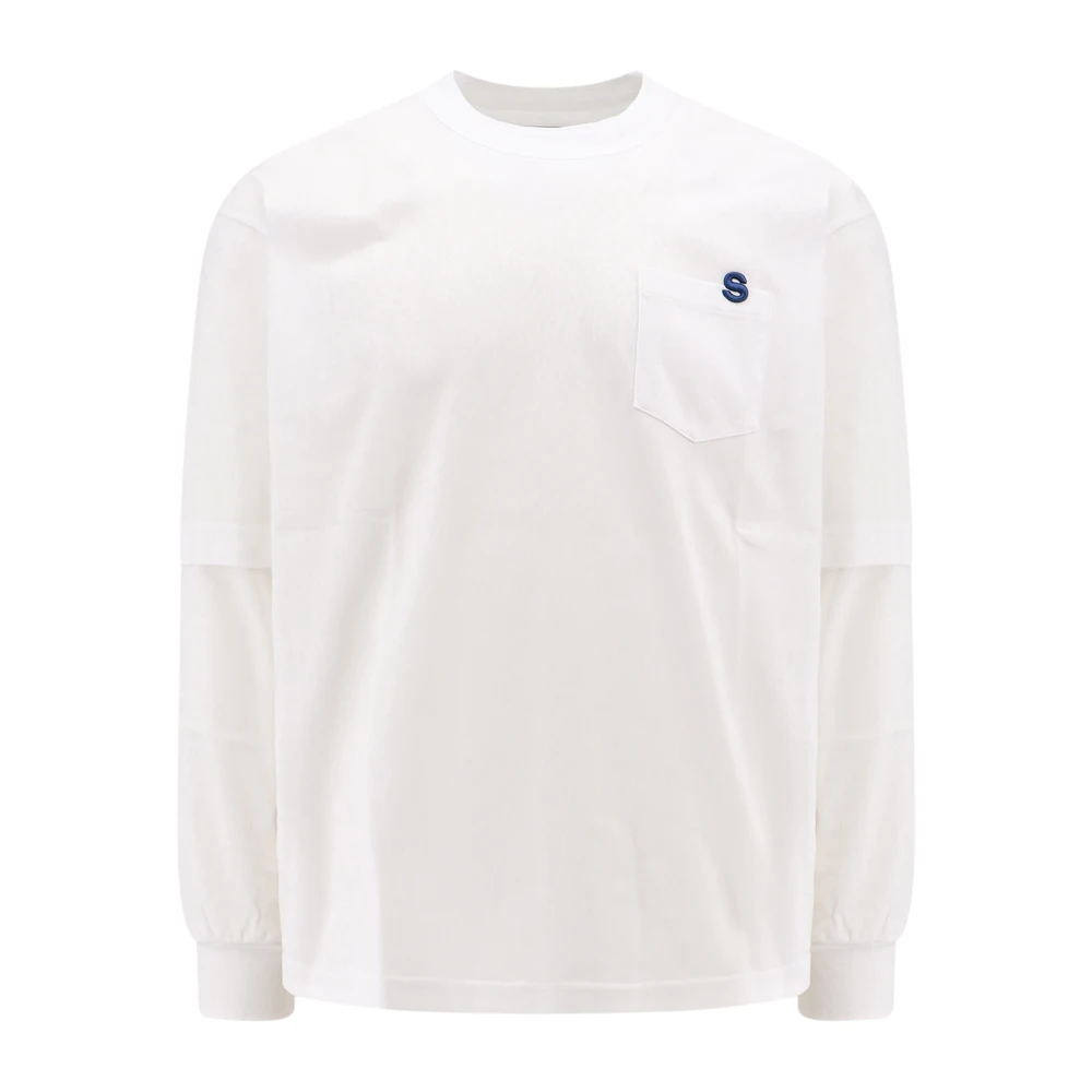 Sacai Wit Katoenen T-shirt met Monogramdetail White Heren