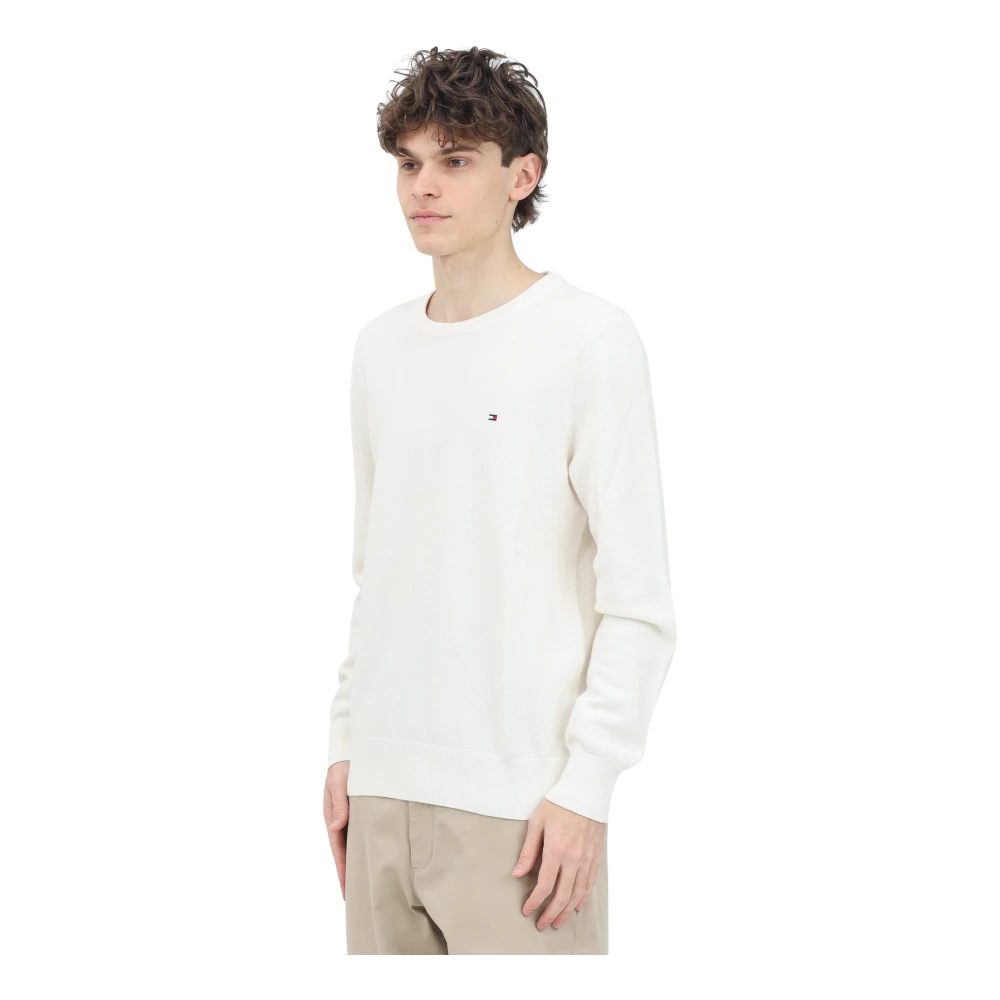 Tommy Hilfiger Crème Crewneck Sweater Lente Zomer Beige Heren