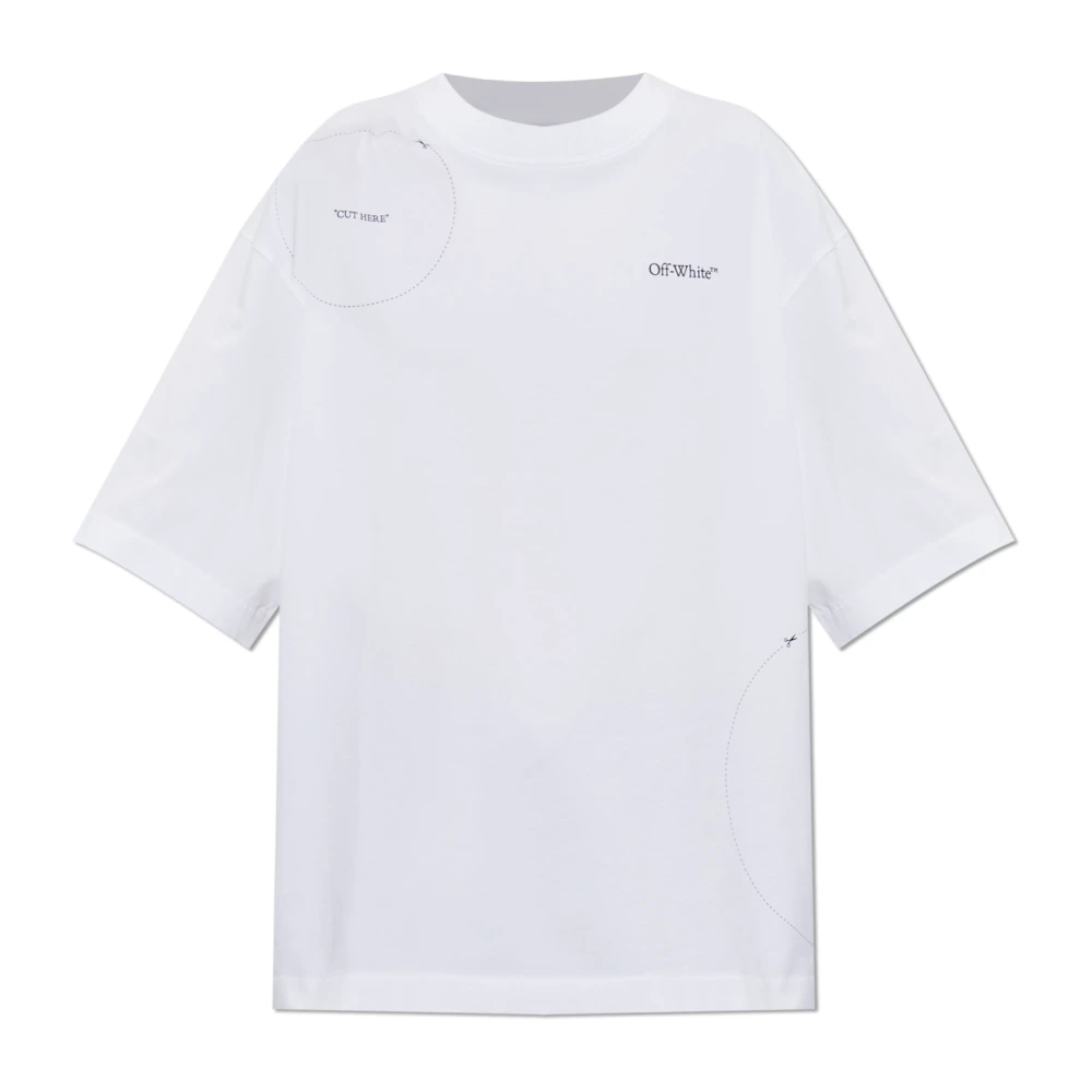 Off White Vrouw Wit Off Tops Dames, Xs, Katoen, T-Shirt Met Opgedrukte Logo
