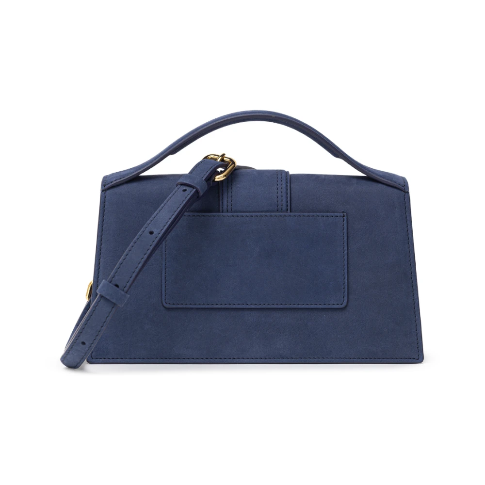 Jacquemus Marineblauwe Suède Tas met Gouden Logo Blue Dames