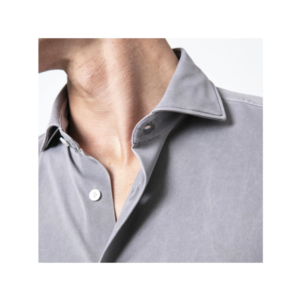 Orian Taupe Velvet Shirt Lange Mouw Gray Heren