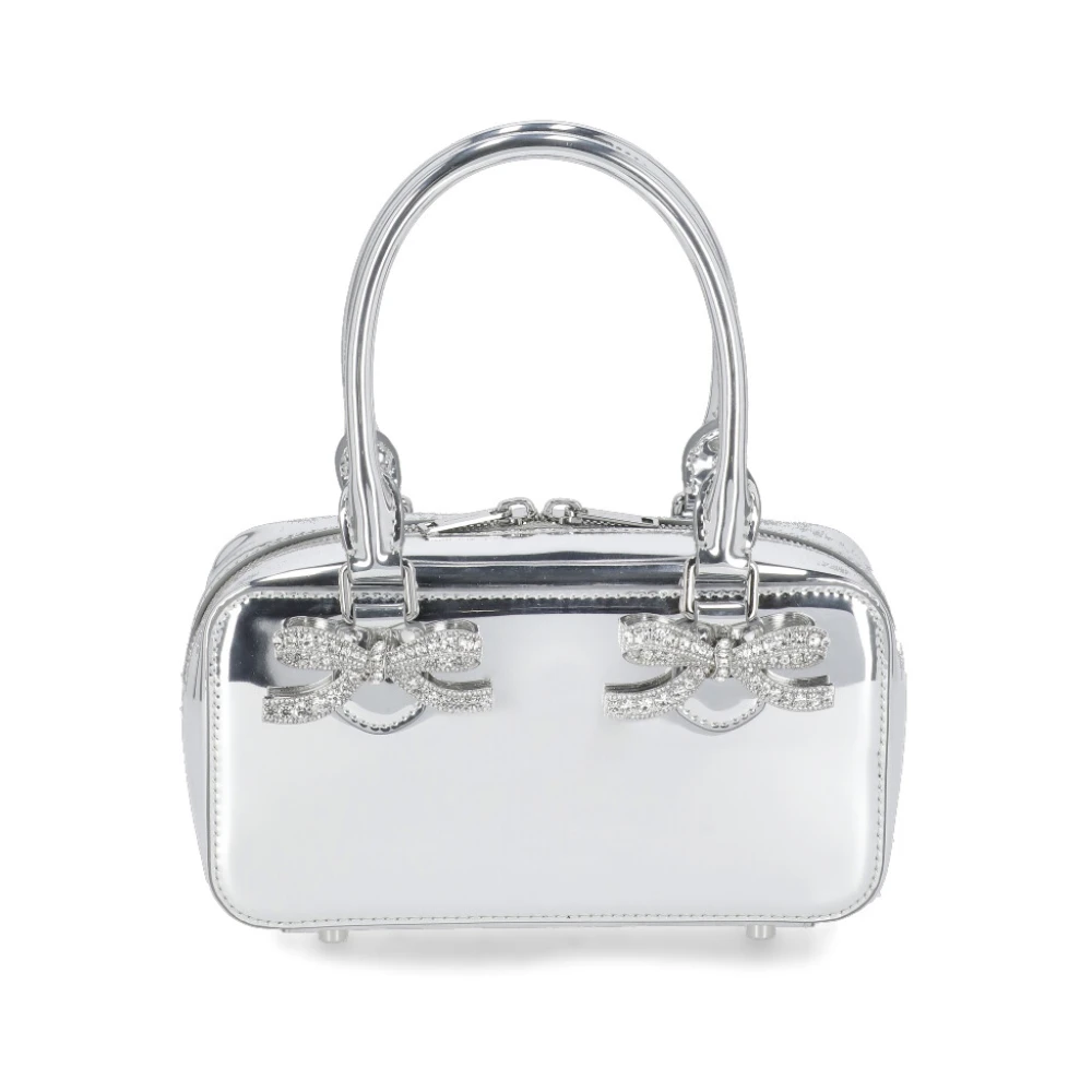 Self Portrait Zilveren Leren Handtas met Juwelen Gray Dames