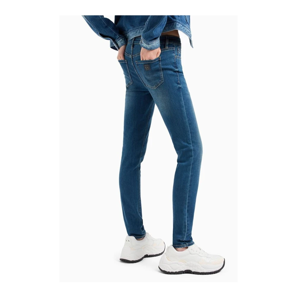 Armani Exchange Super Skinny Katoen Stretch Jeans Blauw Blue Dames