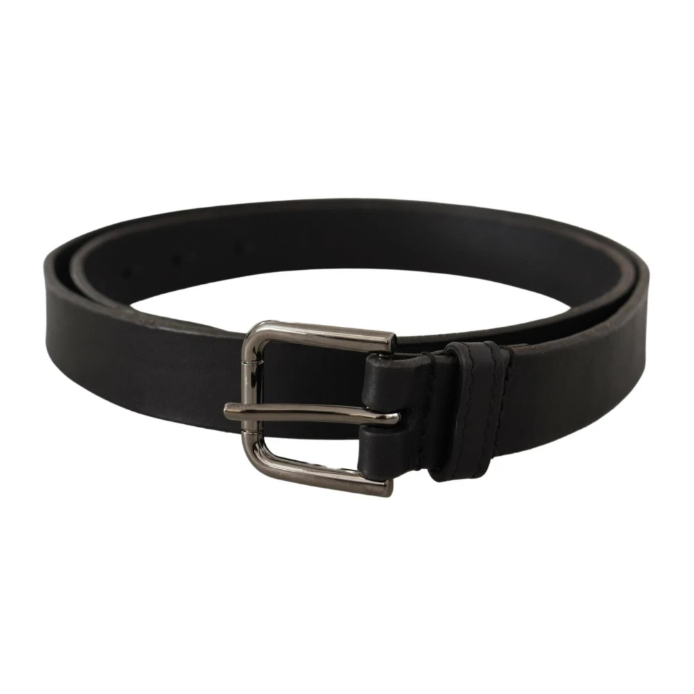 Dolce & Gabbana Men's Black Leather Metal Buckle Belt - Belts - One Size - Accessories