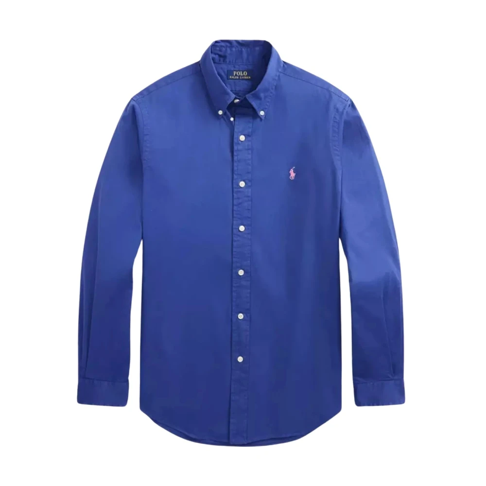 Ralph Lauren Polo Pony Geborduurd Overhemd met Knoopsluiting Blue Heren