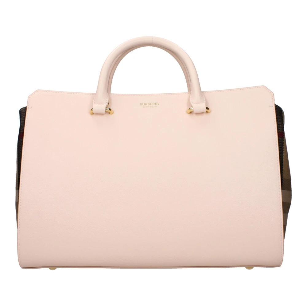 Burberry Women's Pink Handbags, One Size, Leather Handbag With Front Logo