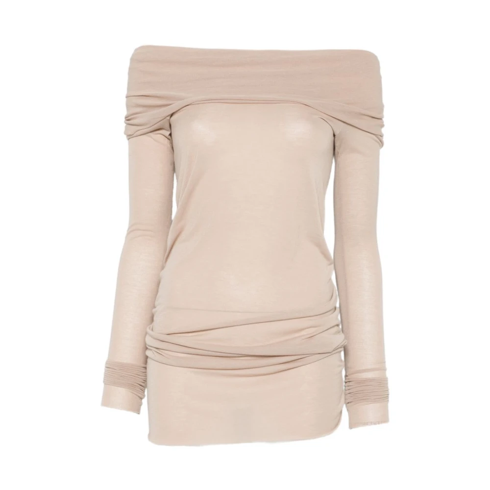 Rick Owens , Long Sleeve T-Shirts, Female, Pink, L, Off-Shoulder Long-Sleeve T-Shirt