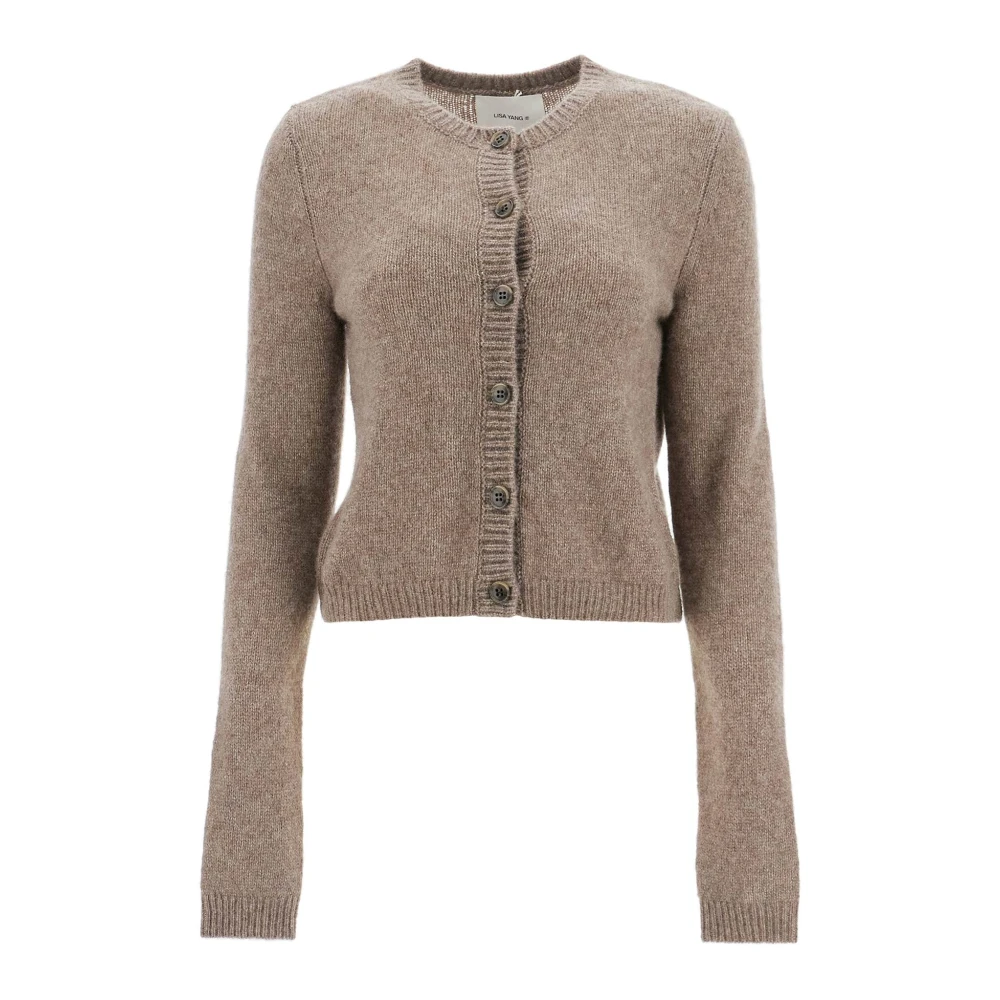 Lisa Yang Zijden kasjmier vest met knoopsluiting Brown Dames