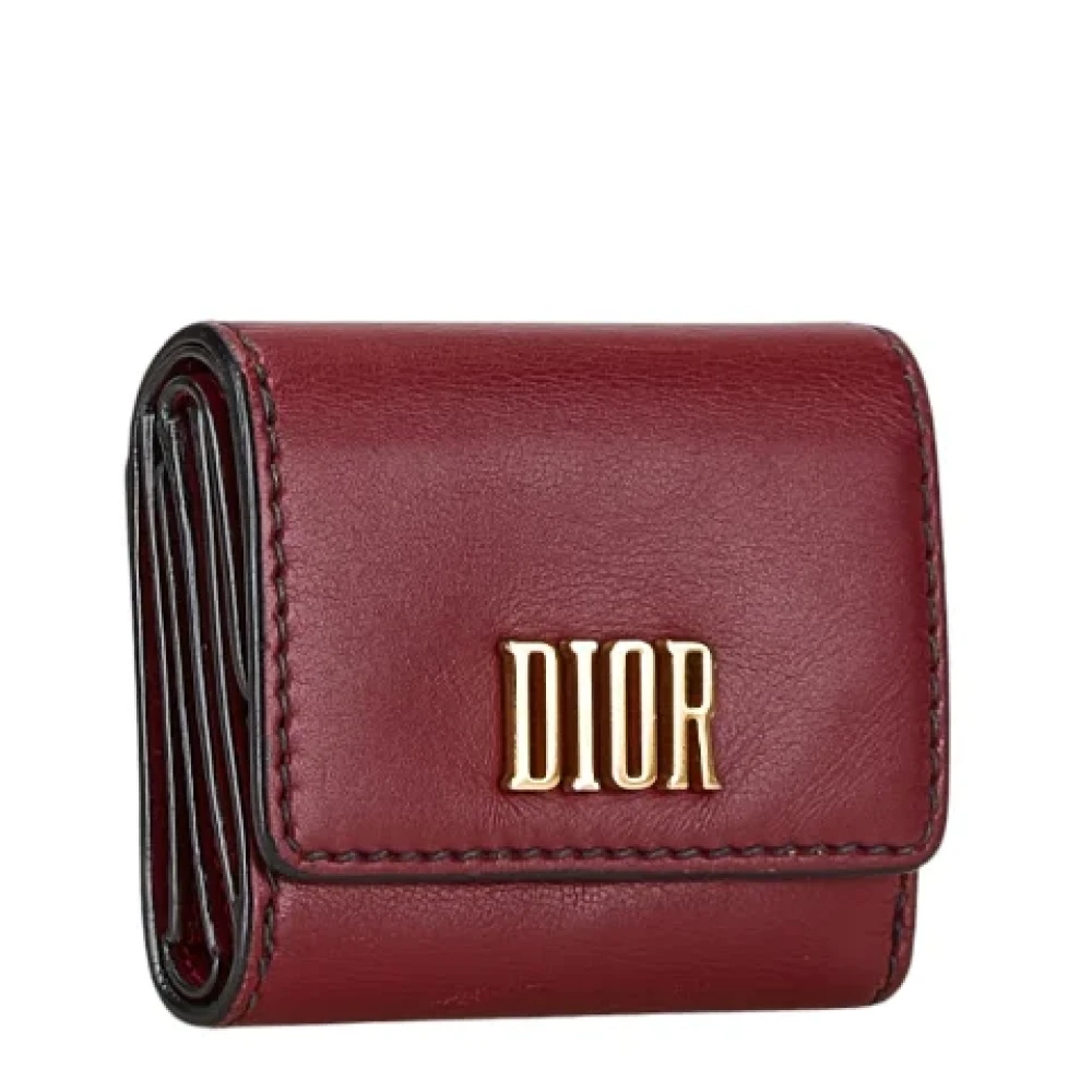 Dior Vintage Pre-owned Leather wallets Red Dames