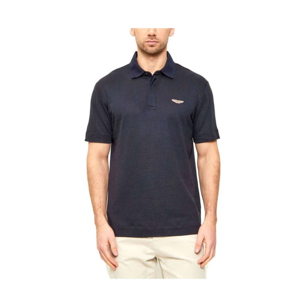 Hugo Herren Blau Polo-Shirt Mit Normaler Passform Und Gummiertem Logo