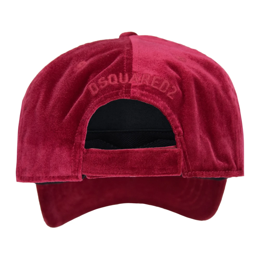 Dsquared2 Velours Geborduurde Cool Baseball Cap Red Unisex
