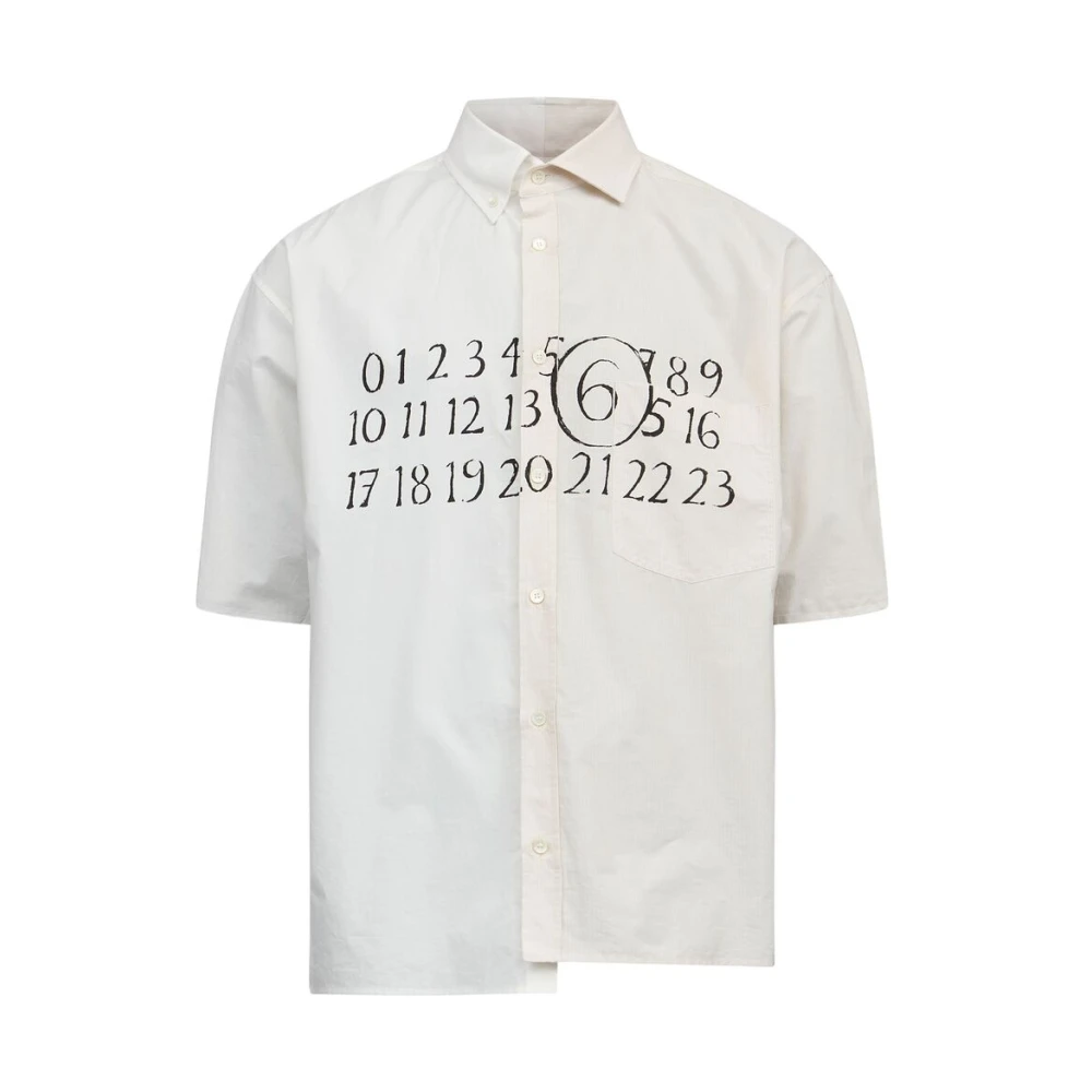MM6 Maison Margiela Witte Katoenen Asymmetrische Overhemd White Heren