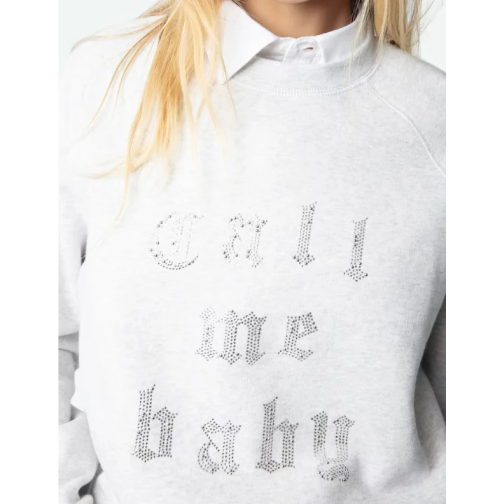 Zadig & Voltaire Grijze Sweatshirt met 'Call Me Baby' Gray Dames