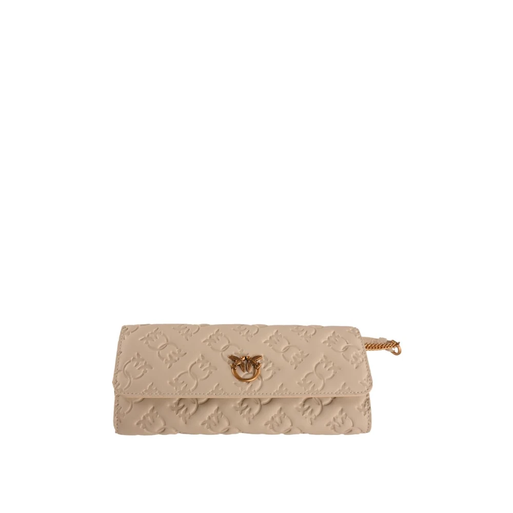 pinko Leren Portemonnee Ketting Love Tiny Birds White Dames