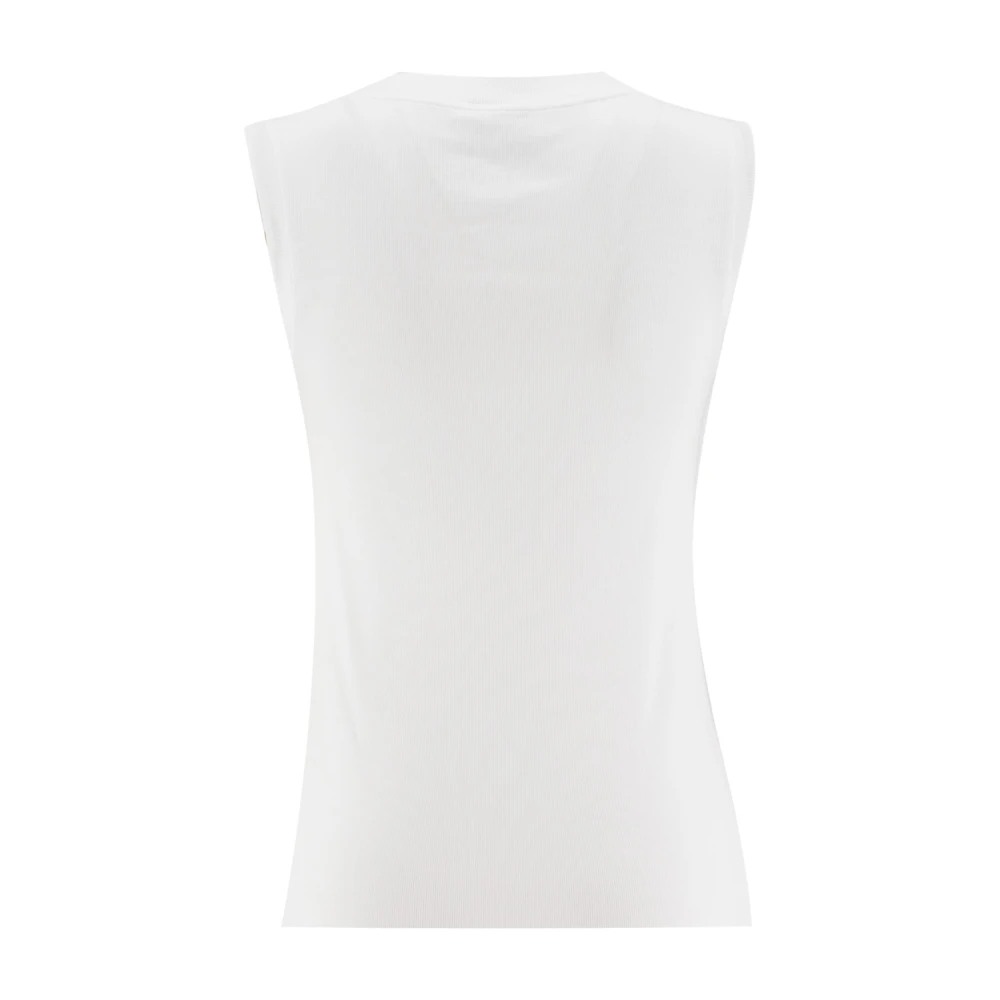 PESERICO Contrast V-hals katoenen top White Dames