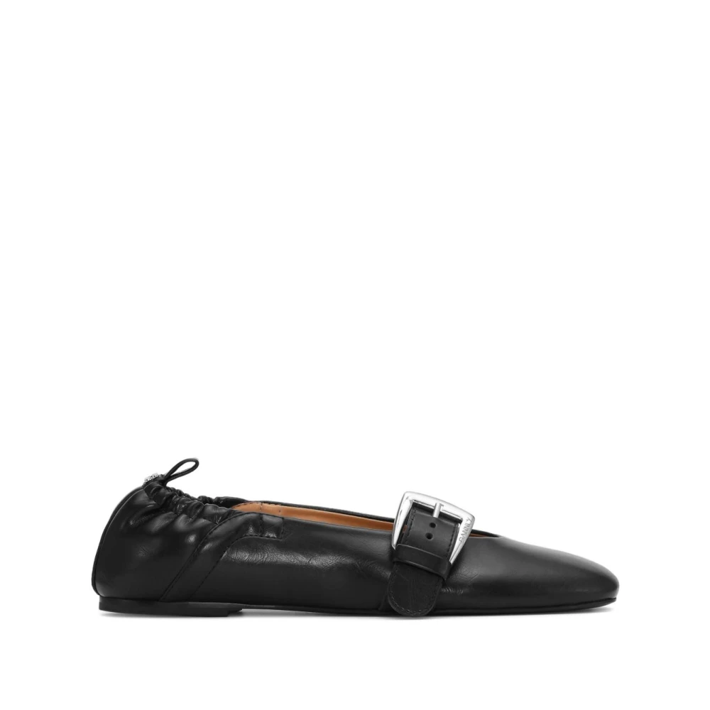 Ganni Women's Black Ballerina Shoes, 3 Uk, Ballerinas With Stylish Buckle Strap