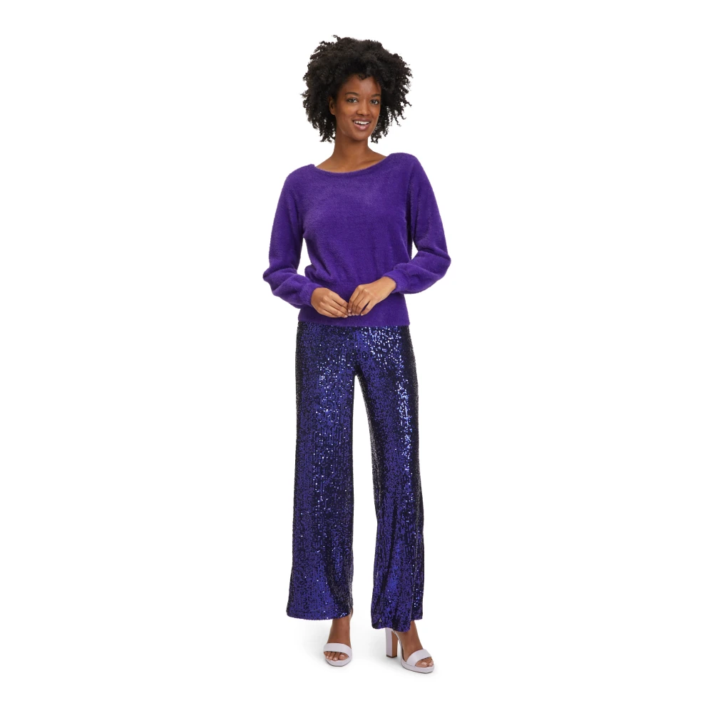 Vera Mont Klassieke V-hals Gebreide Trui Purple Dames