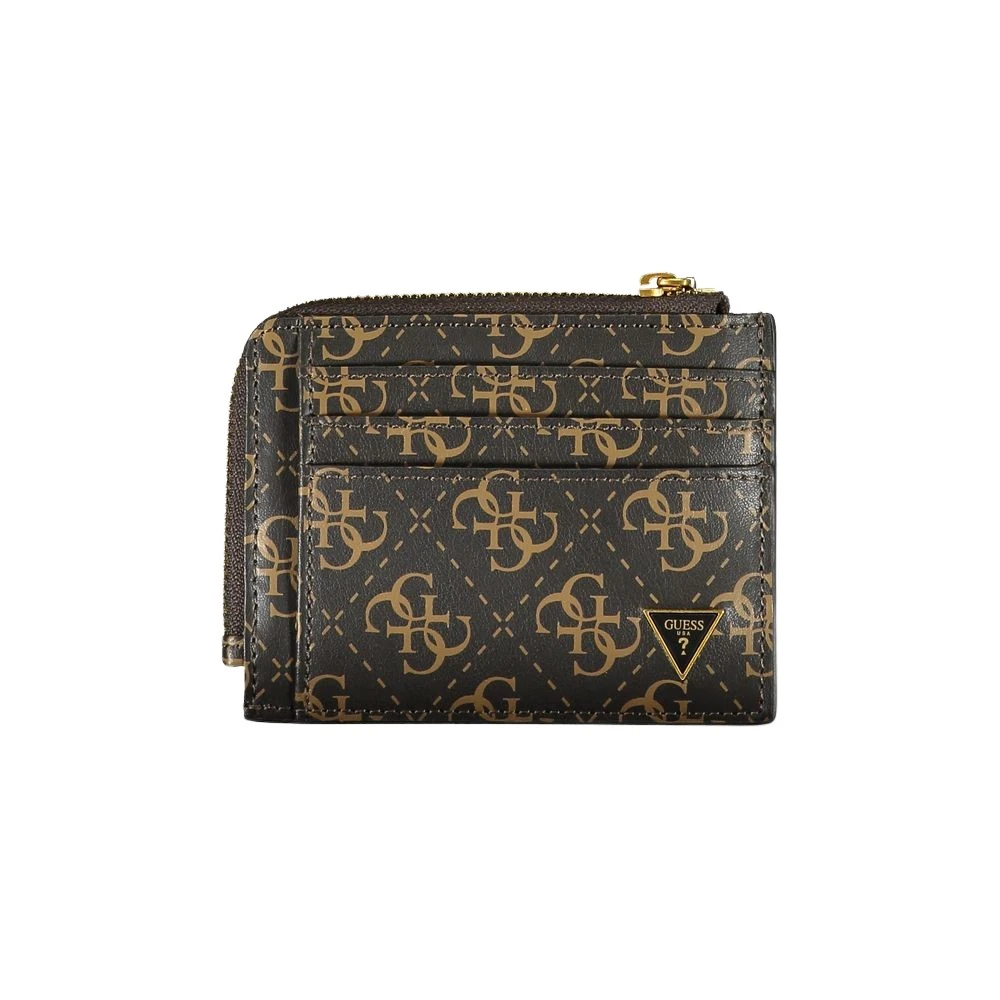 Guess Men's Brown Wallets & Cardholders, One Size, Leather Wallet With Zip Closure