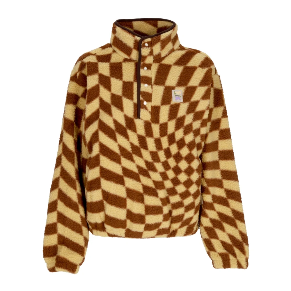 Obey Golvende Pop Fleece Jas Brown Dames