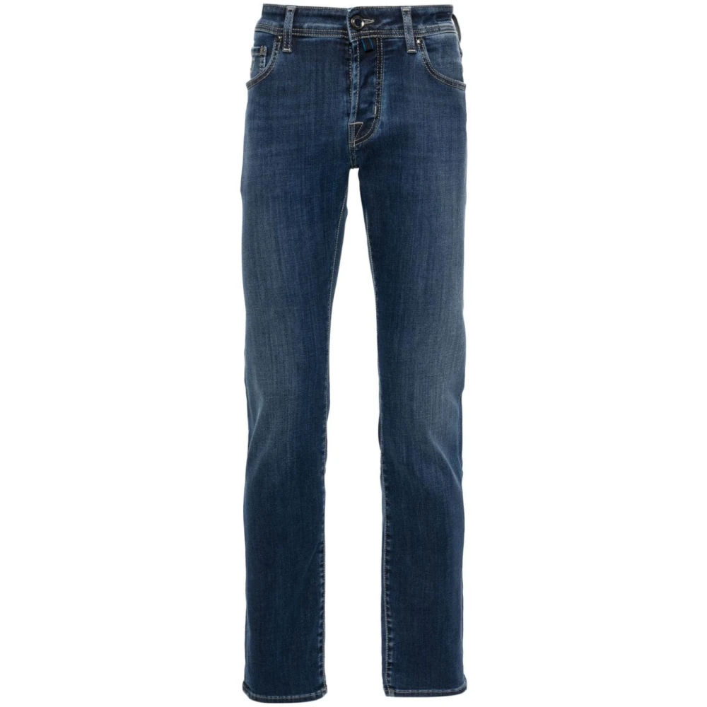 Jacob Cohën Blauwe Slim Fit Geborduurde Denim Jeans Blue Heren