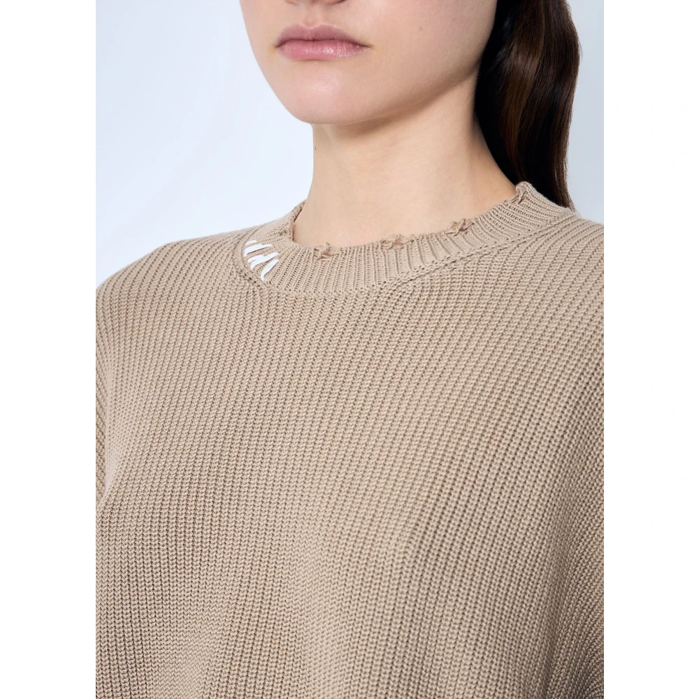 MM6 Maison Margiela Gestoorde gebreide trui Beige Dames
