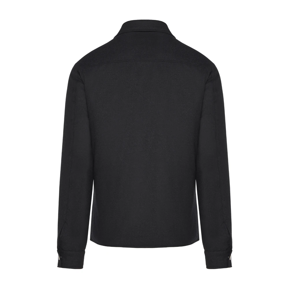 Eleventy Wollen jas met voorste knopen Black Heren