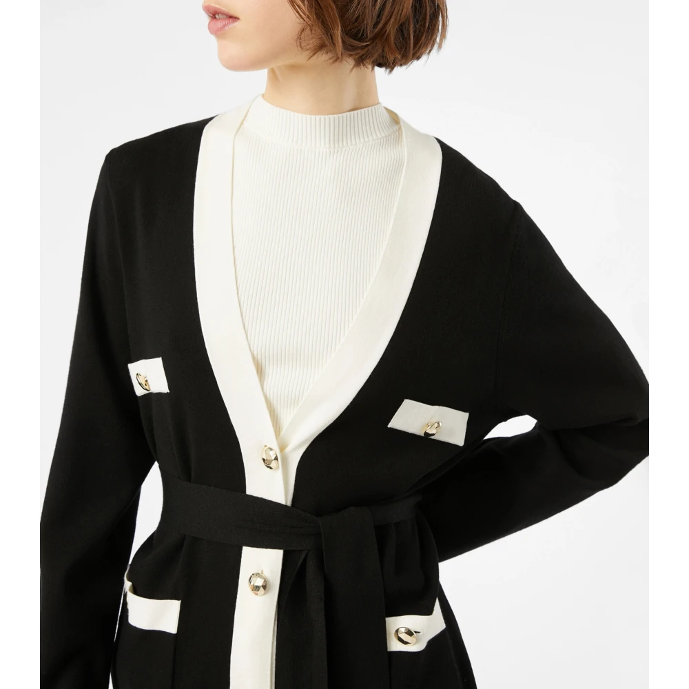 Pennyblack Contrastboord Cardigan Rovigo Stijl Black Dames