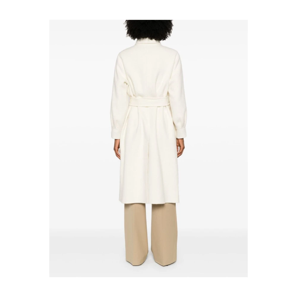 Paltò Witte Wol Midi Jas White Dames