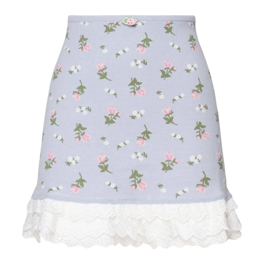 For Love & Lemons Gerimpelde Mini Rok in Lichtblauw Blue Dames