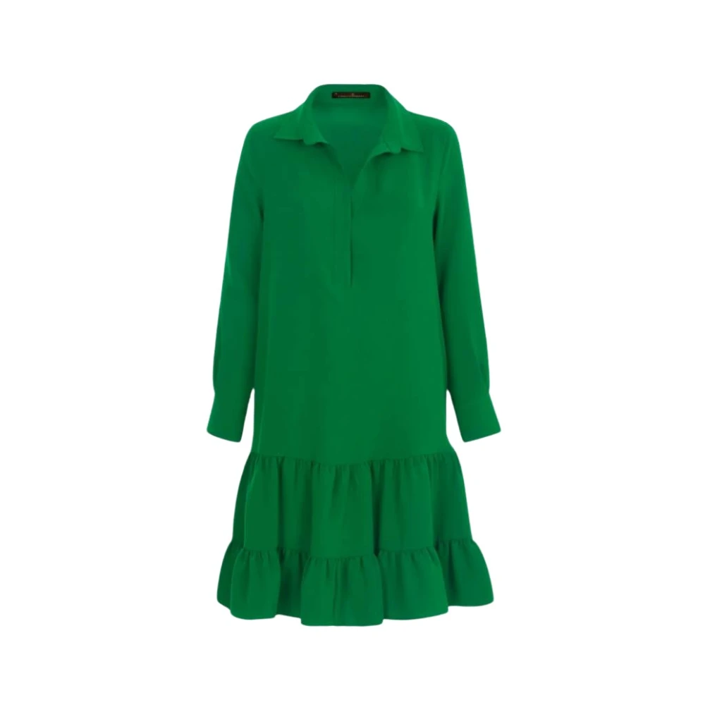 Carolina Herrera Wijdvallende Crepe Jurk met Ruches Green Dames