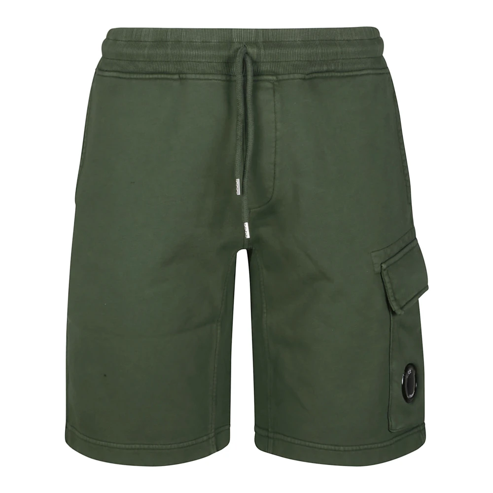 C.P. Company Groene Diagonale Fleece Cargo Shorts Green Heren