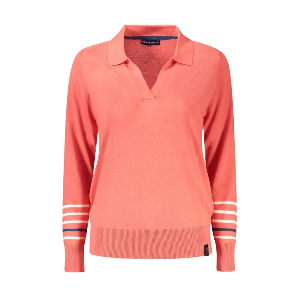 North Sails Women's Pink V-Neck Knitwear, L, Chic V-Neck Jumper With Contrast Details