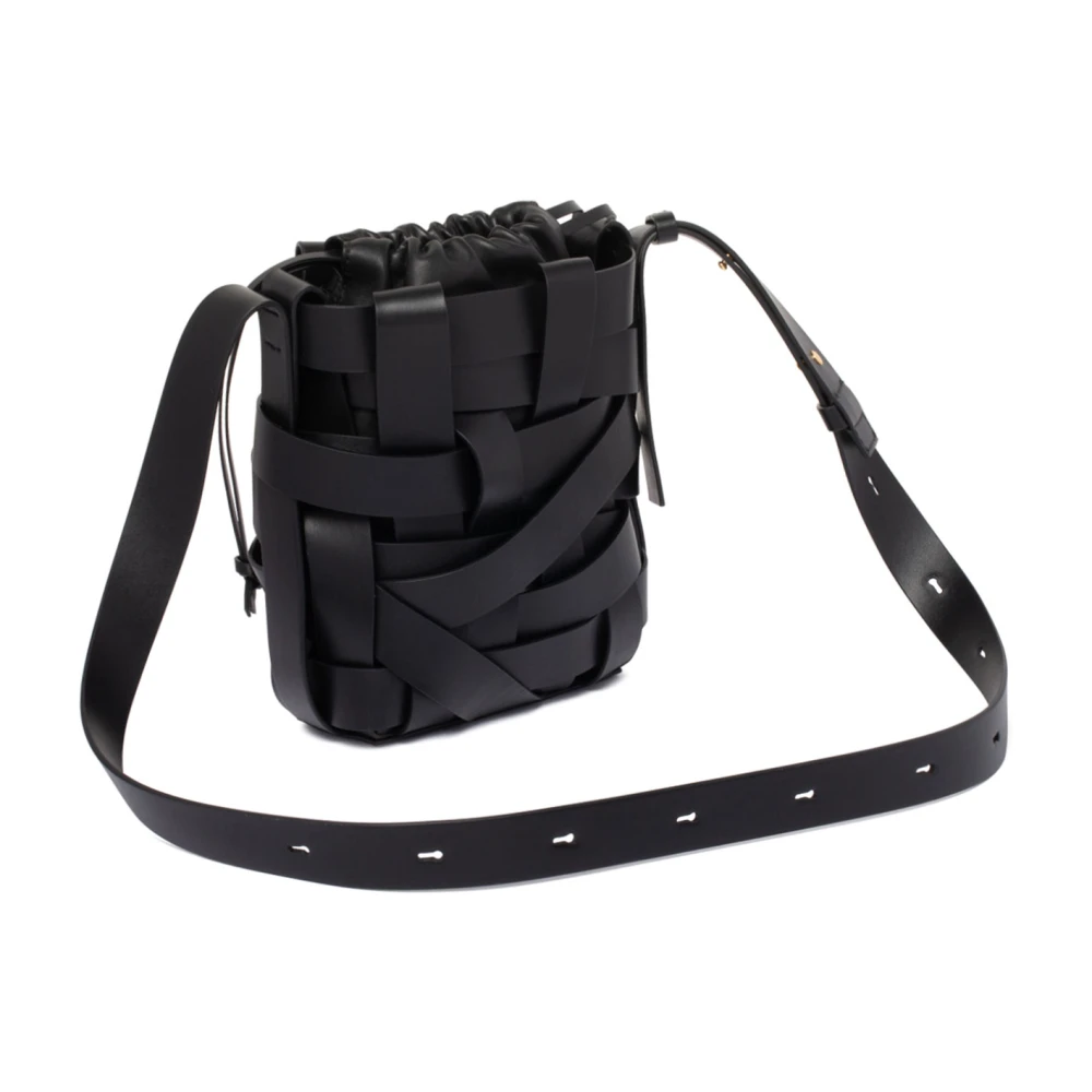 Jil Sander Zwarte Crossbody Tas met Vlechtdesign Black Dames