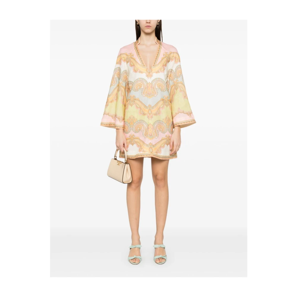 Zimmermann Korte Mouw Tuniek Mini Jurk Multicolor Dames