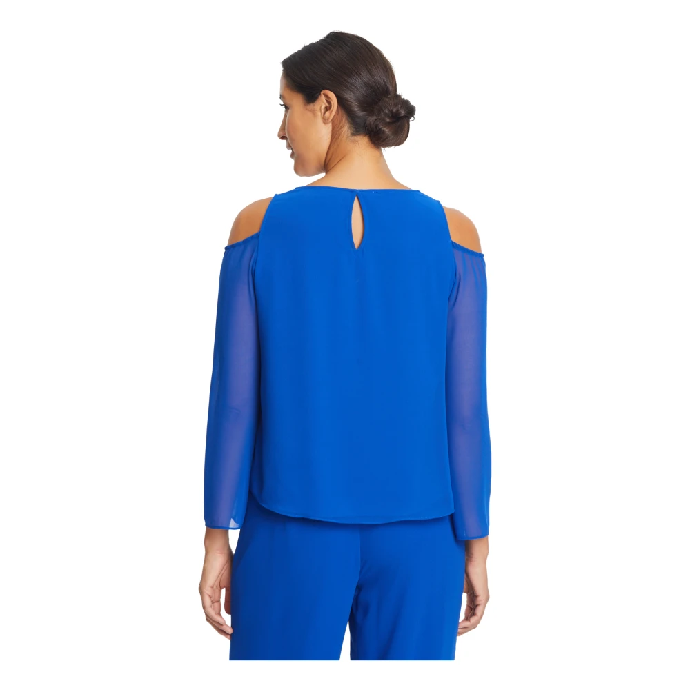 Vera Mont Schouderloze blouse met uitsparingen Blue Dames