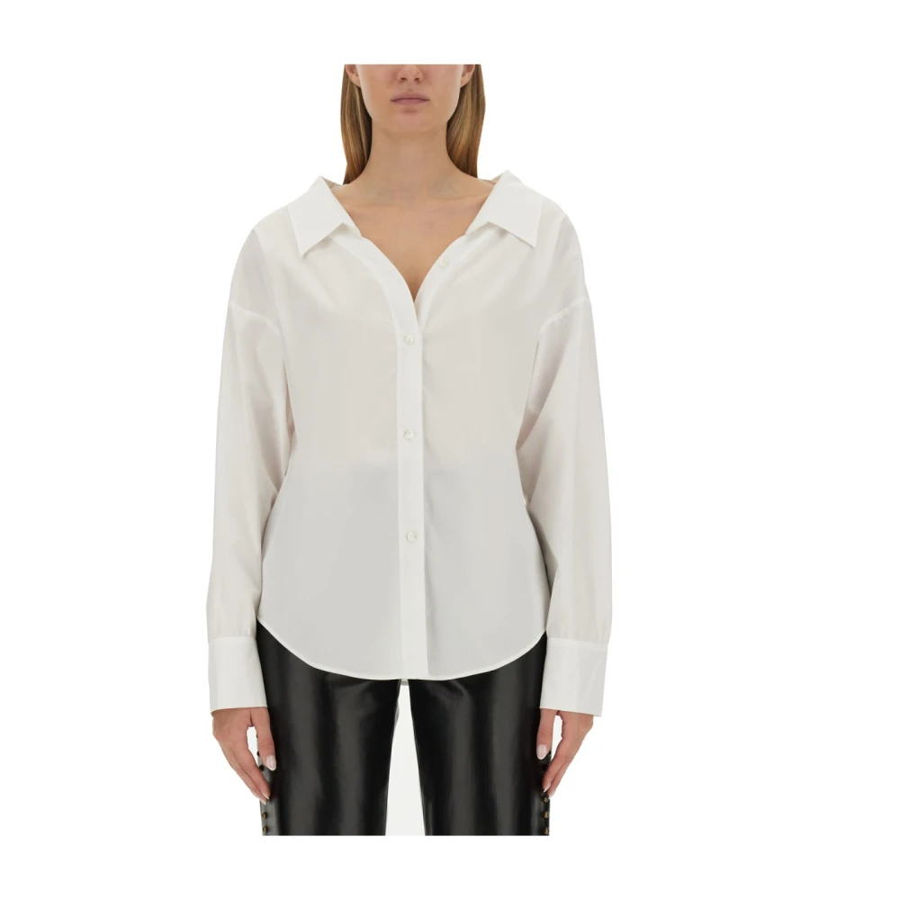 Moschino Katoenen V-hals shirt Regular Fit White Dames