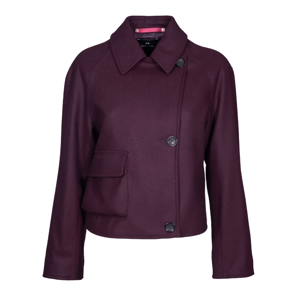 PS By Paul Smith Pruim Jas Overhemdkraag Ruime Pasvorm Purple Dames