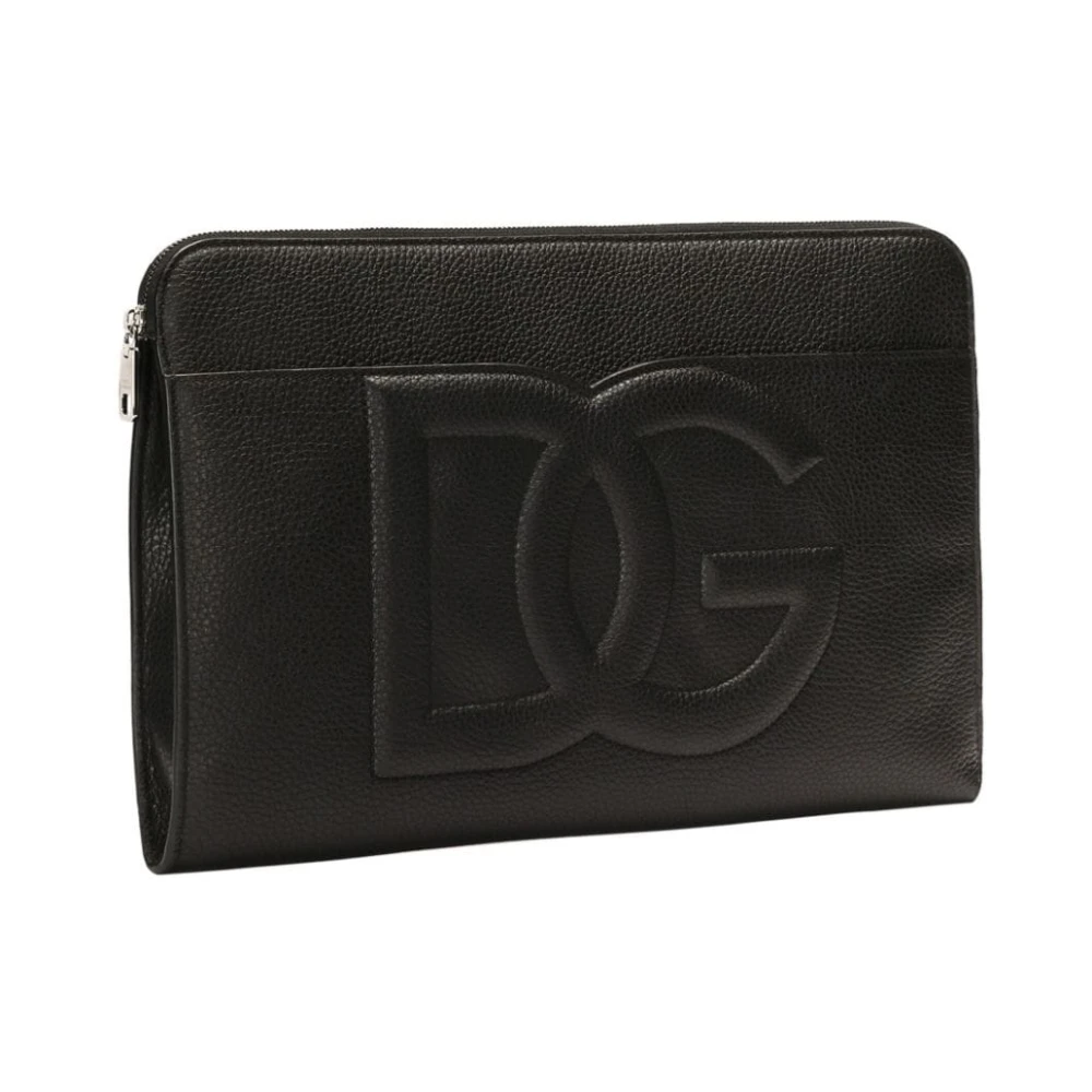 Dolce & Gabbana Zwarte Leren Schoudertas met Logo Black Heren