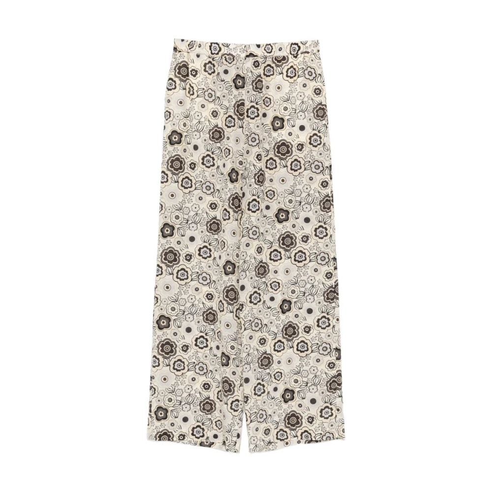 Aspesi Women's Multicolor Silk Crepe De Chine Trousers - Wide Trousers - S - Trousers
