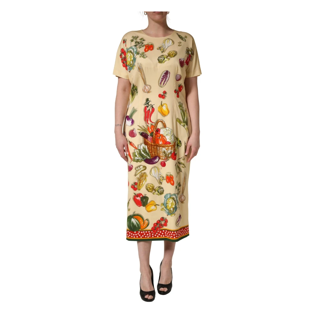 Dolce & Gabbana Women's Multicolor Fruit Polka Dot Sheath Silk Midi Dress - Midi Dresses - 2XS - Dresses