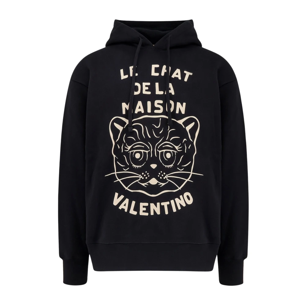 Valentino Black Cat House Cotton Sweatshirt - Male - Hoodies - S - Sweatshirts & Hoodies